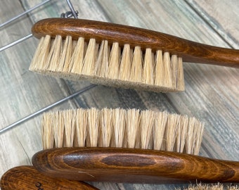 USA Made Natural Color BOAR Hair Brush Wood Handle Stained