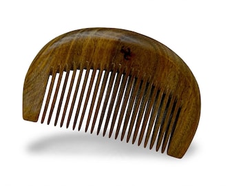 USA Made Whole Piece Thick Black Walnut 3.5” Curved Hand Wood Beard Pocket Styling Detangler Wet Dry Hair Comb Dixie Cowboy c20