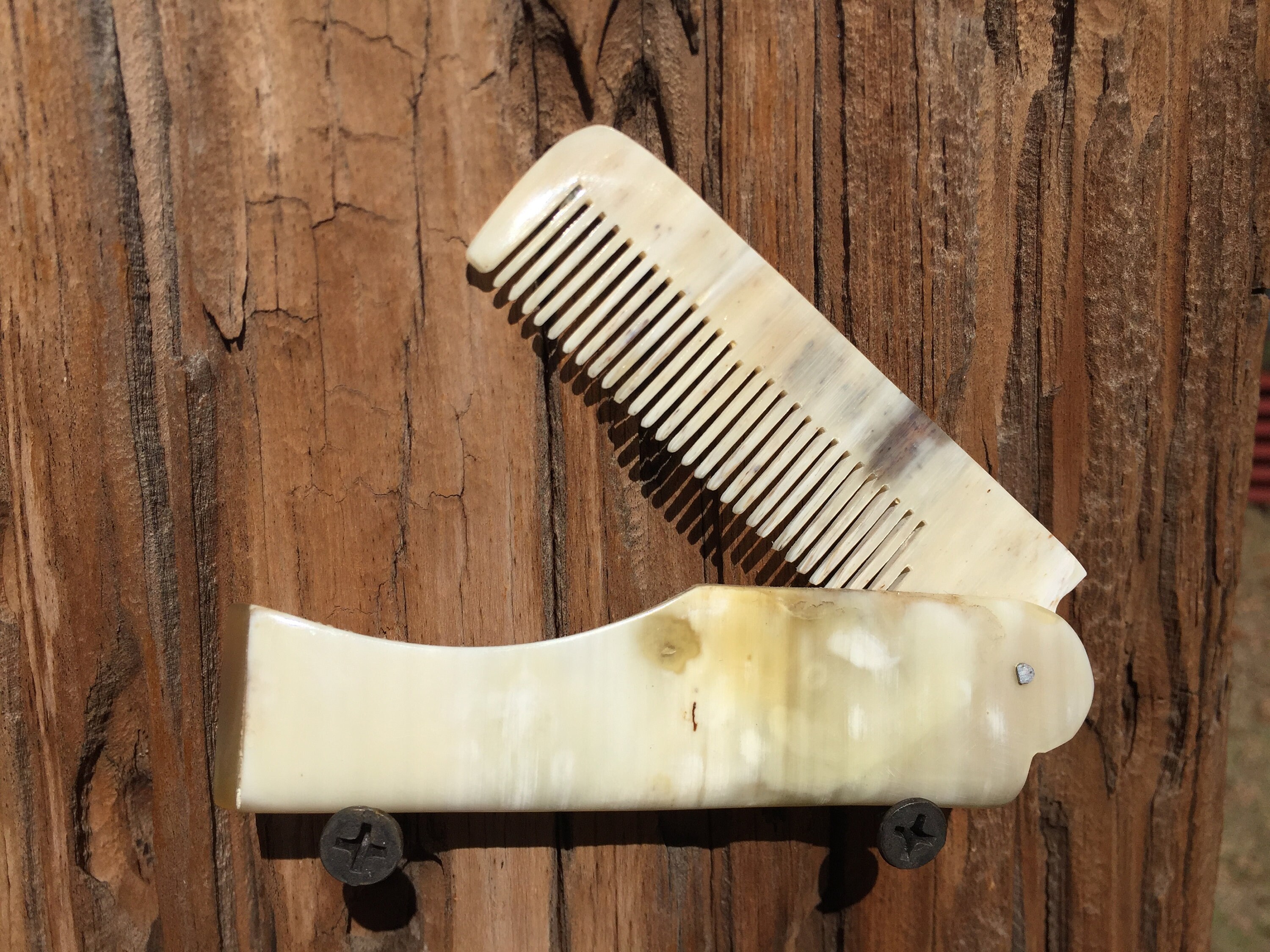 USA Made BUFFALO Ox HORN Hair Comb Perfect Beard Mustache or Pocket Comb 5\u201d Yak Fine Medium Tooth Dixie Cowboy C17