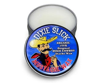 100X Dixie Slick ORGANIC 1 oz Mustache Wax USA Made Original All Natural Petroleum Free 100X Extra STIFF Strong Hold Handlebar Cowboy