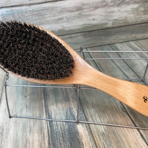 USA MADE Natural BOAR 9.5” Beechwood Curved Contoured Hair Bristle Medium Stiffness Styling Brush Hair Beard Wood Handle Dixie Cowboy