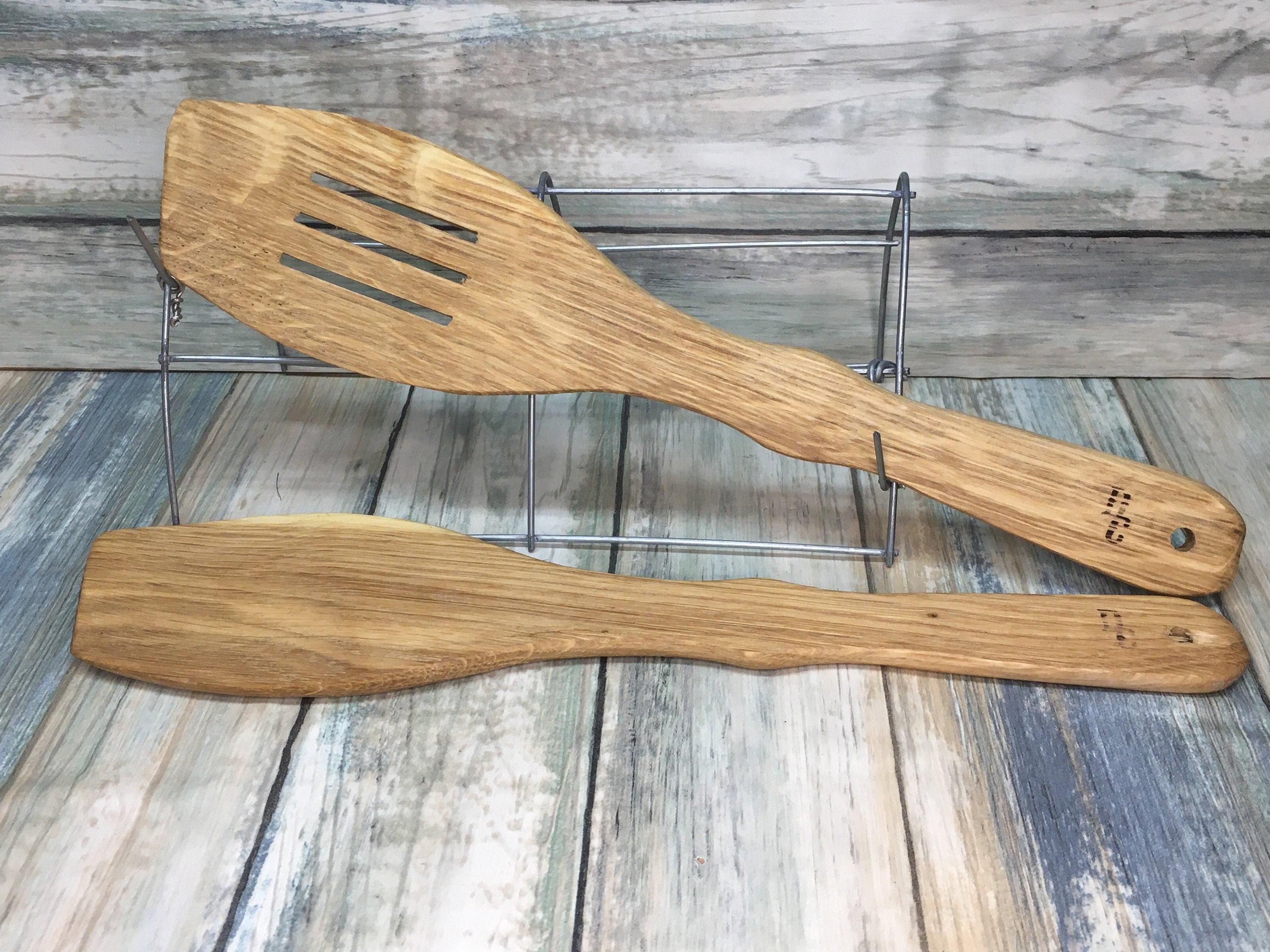 wooden spatula set with holder