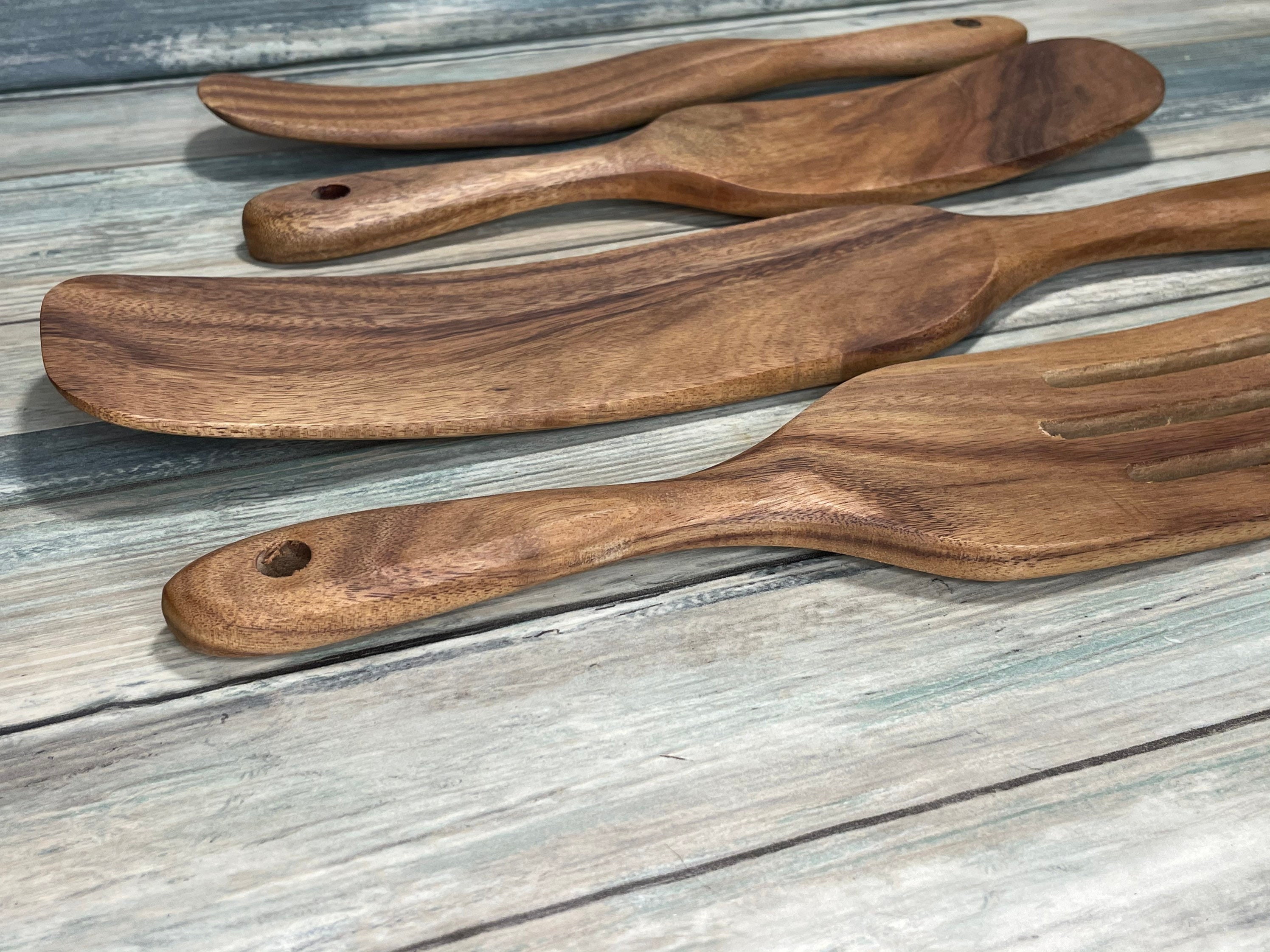teak spurtle set