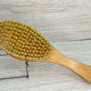 USA Made Natural BOAR 9.5” Beechwood Curved Contoured Hair Tan Bristle SOFT Styling Brush Hair Beard Wood Handle Dixie Cowboy