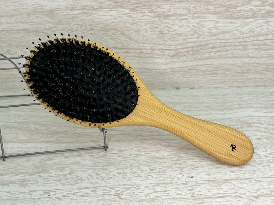 USA Made Natural Color BOAR Hair Brush Wood Handle Stained Beechwood 7.5 Bristle  Soft Medium Styling Beard Dixie Cowboy Q05 