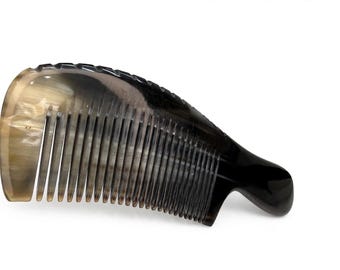 USA Made Black BUFFALO Ox HORN Medium Fine Tooth Finishing Smoothing Styling Wet Dry Comb 8” Hair Dixie Cowboy c4