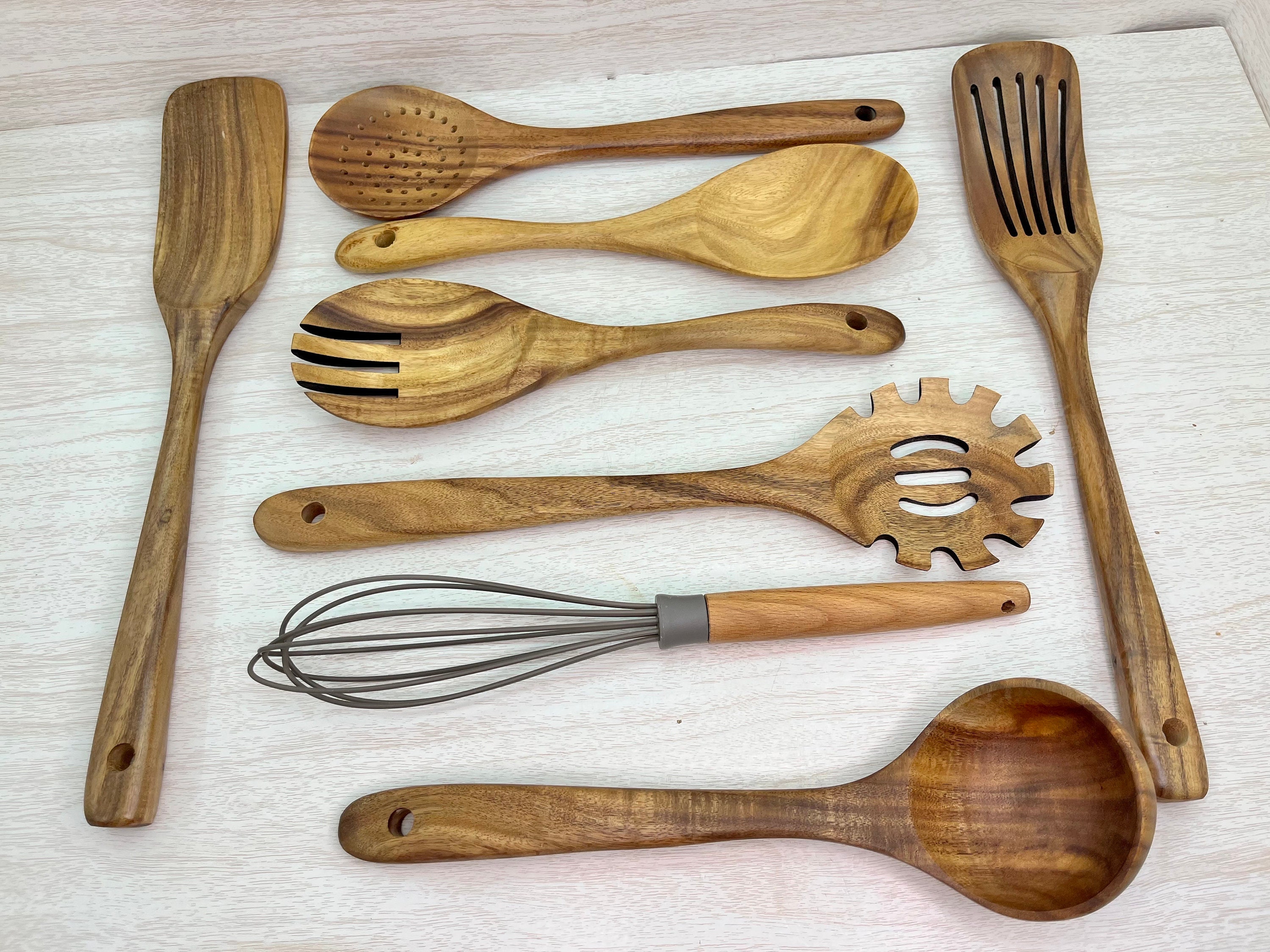 Wooden Spoons for Cooking,12 Pack Wooden Utensils for Cooking Wooden  Kitchen Utensils Set Wooden Cooking Utensils Natural Teak Wooden Spatulas  for