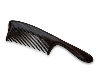 USA Made EBONYWOOD Black 9” Wood Handle Detangler Thick Fine Tooth Styling Blackwood Wet Dry Hair COMB Dixie Cowboy c24