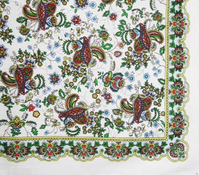 Shawl Bandana Headband Soft Cotton Original Russian Pavlovo Posad Style Print Pattern Turkish Cucumber Indian Cucumber Paisley New Bob
