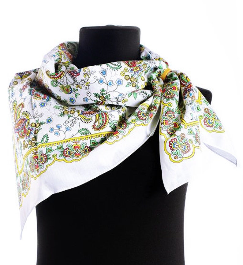 Shawl Bandana Headband Soft Cotton Original Russian Pavlovo Posad Style Print Pattern Turkish Cucumber Indian Cucumber Paisley New Bob