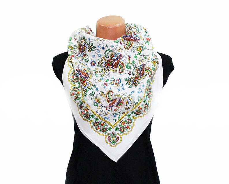 Shawl Bandana Headband Soft Cotton Original Russian Pavlovo Posad Style Print Pattern Turkish Cucumber Indian Cucumber Paisley New Bob