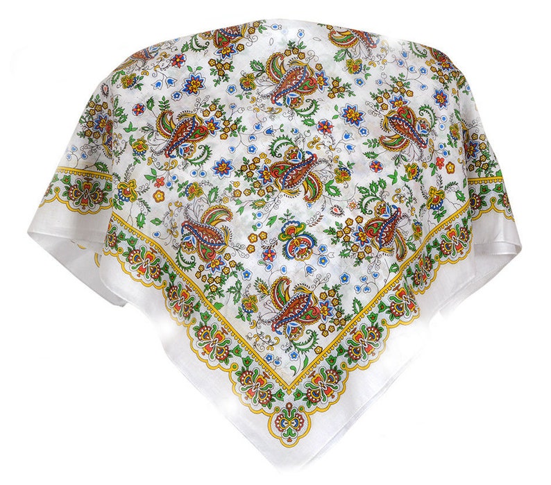 Shawl Bandana Headband Soft Cotton Original Russian Pavlovo Posad Style Print Pattern Turkish Cucumber Indian Cucumber Paisley New Bob