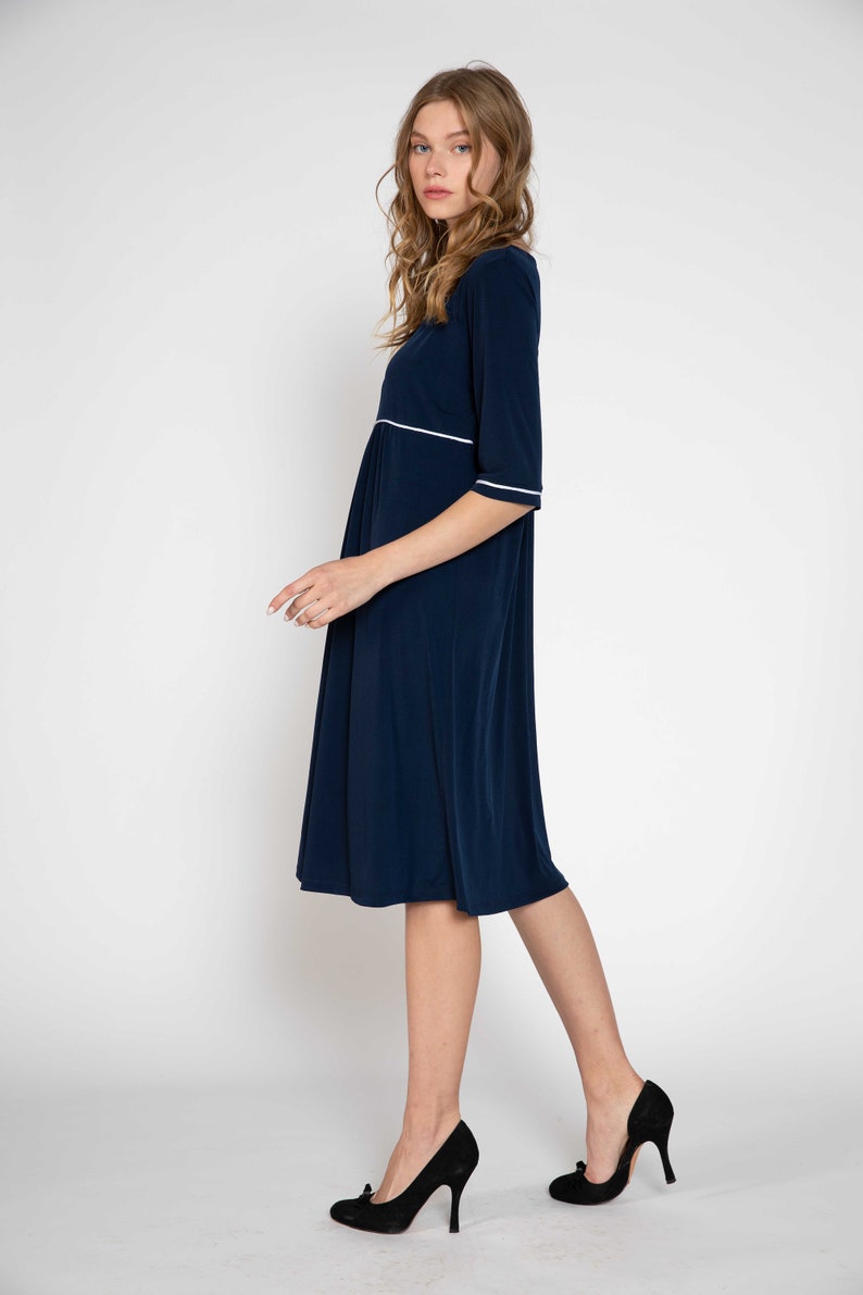 Navy blue maternity dress empire waist Mother Dress Oversized Dress