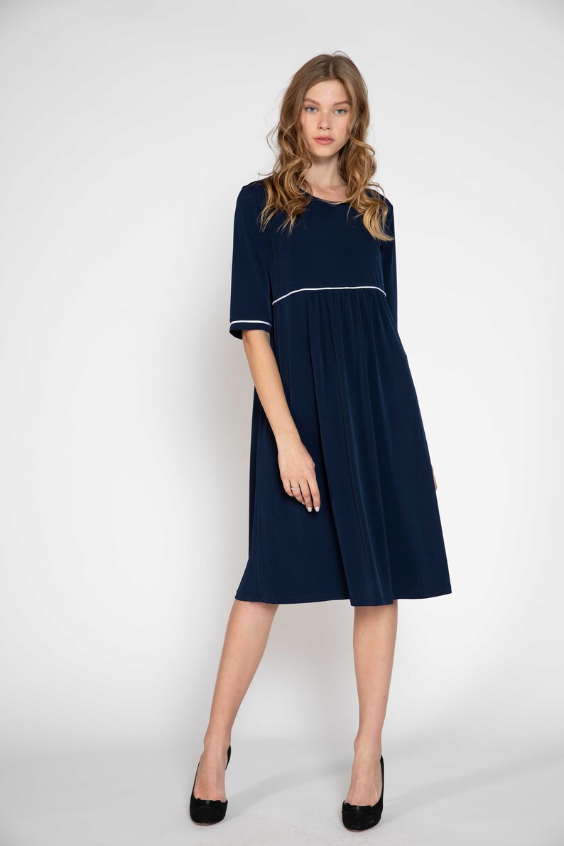Navy blue maternity dress empire waist Mother Dress Oversized Dress