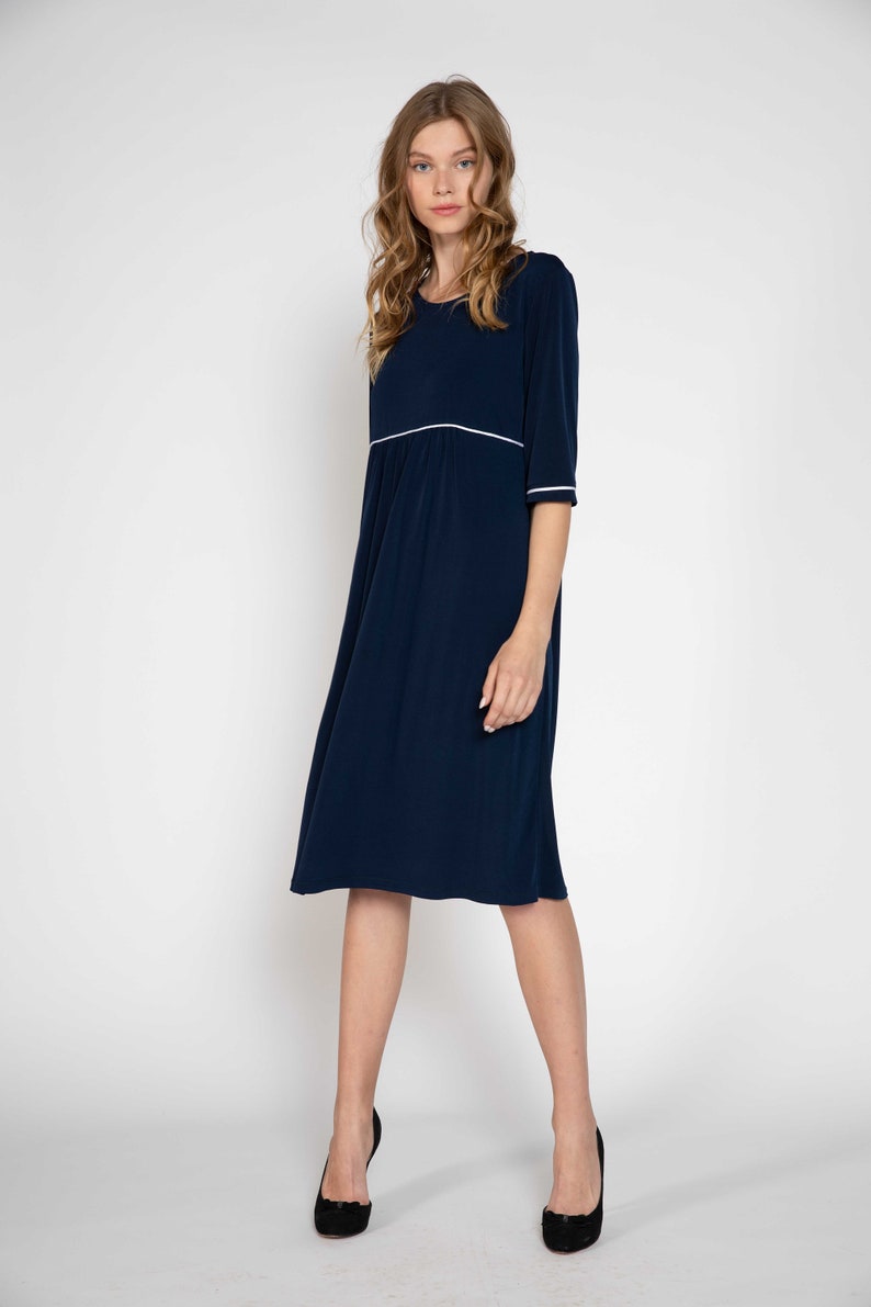 Navy blue maternity dress empire waist Mother Dress Oversized Dress