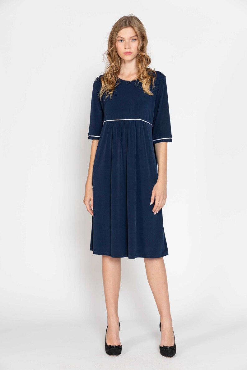 Navy blue maternity dress empire waist Mother Dress Oversized Dress