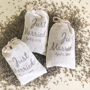 French Lavender Sachets Favors for Wedding, Reception Toss, Send Off, Guest Favors, Bridal Showers Hand Stamped Set of 15 image 4