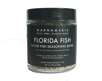 Florida Fish - Lemon, Dill & Herb Fish Seasoning for White Fish, Salmon, Seafood, and Vegetables | 1/2 cup Glass Jar | MarnaMaria Seasonings