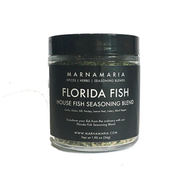 Florida Fish - Lemon, Dill & Herb Fish Seasoning for White Fish, Salmon, Seafood, and Vegetables | 1/2 cup Glass Jar | MarnaMaria Seasonings