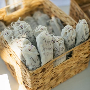French Lavender Sachets Favors for Wedding, Reception Toss, Send Off, Guest Favors, Bridal Showers Hand Stamped Set of 15 image 2