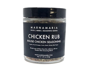 Chicken Rub - Tarragon and Paprika Seasoning Blend for Marinades and Rubs | 1/2 cup Glass Jar | MarnaMaria Seasoning Blends