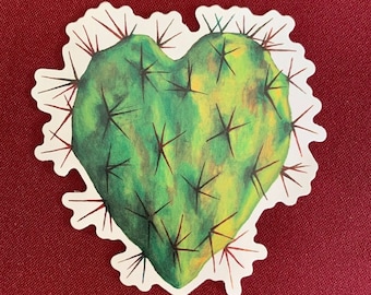 Corazon Nopal Sticker (4" X 4")