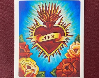 Corazon Amor Sticker (3.5" X 4")