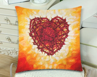 Corazon Espinado con Rosa Pillow