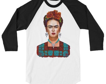 Frida y sus  Mariposas 3/4 sleeve raglan shirt