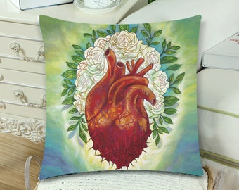 Corazon con Rosas Blancas  Pillow