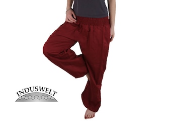 Plus Size Harem Pants with Long length in dark red