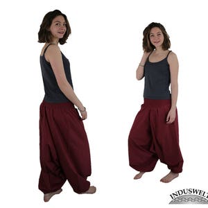 LONG LENGTH Harem Pants Plus Size in solid wine red