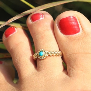 Ring foot ring toe ring turquoise brass
