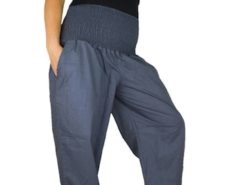 Yogahose Baumwollhose mit Seitentaschen in grau