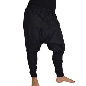 Drop Crotch Harem Pant with shirred legs black