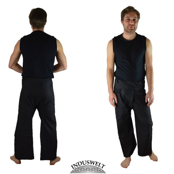 RaanPahMuang Thai Fisherman Wrap Pants – Black, X-Large, 100% Cotton Handmade Fair Trade Capri Pants - View #6