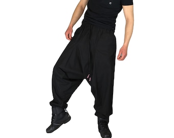 Low Cut Harem Pants with pockets black
