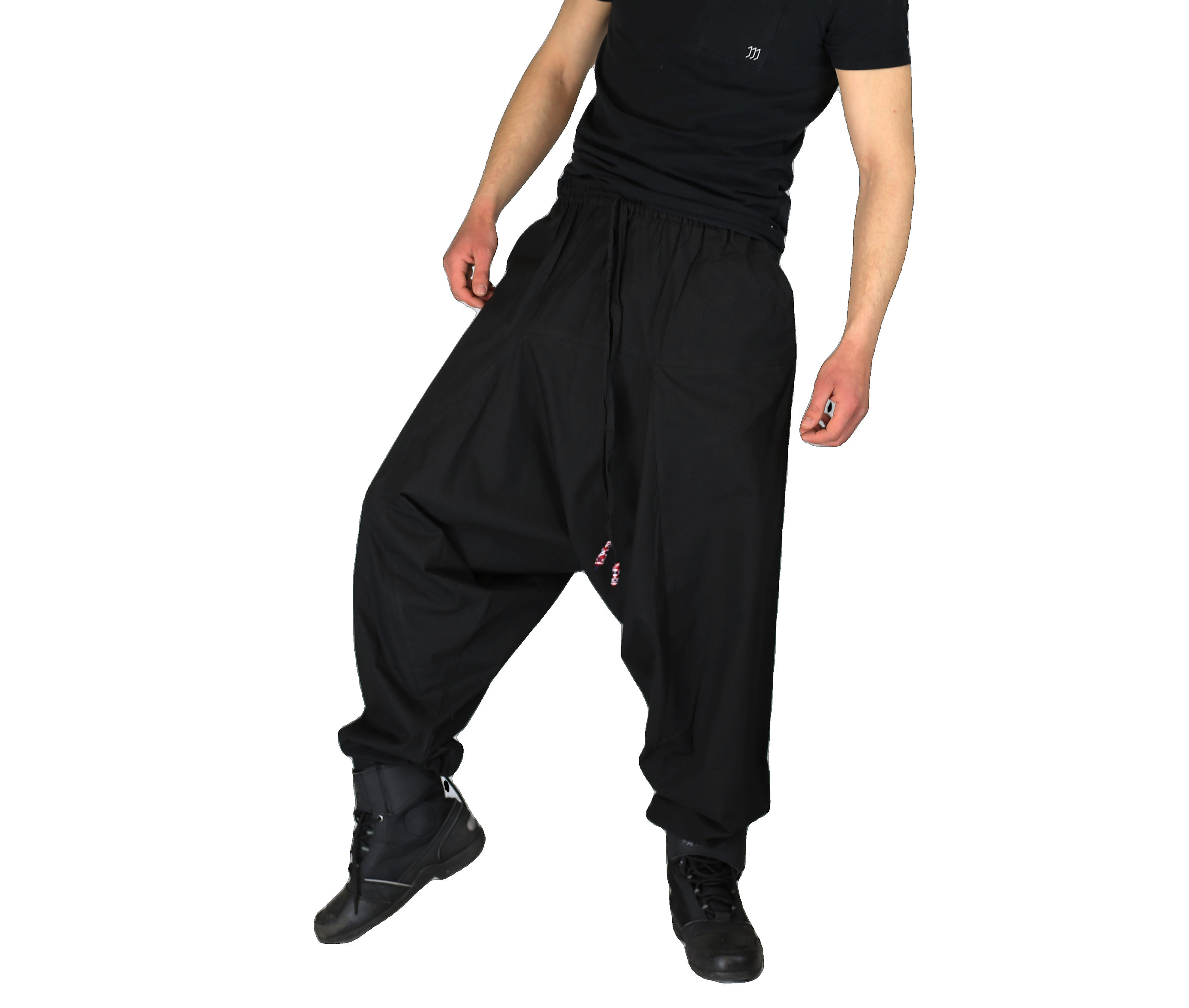Low Cut Harem Pants With Pockets Black Etsy