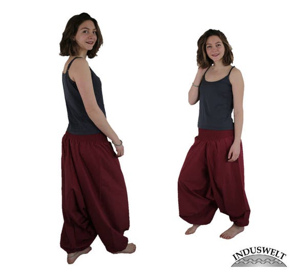Harem Pants in Solid Dark Red Etsy