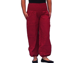 Women's Harem Pant Yoga Pant in solid wine red