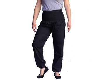 High waisted baggy pants black