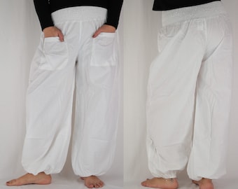 Harem Pants with pockets in solid white