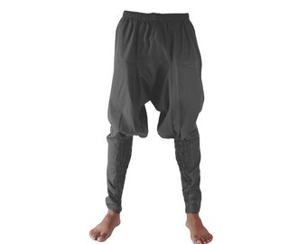 Grey Drop Crotch Harem Pants with shirred legs