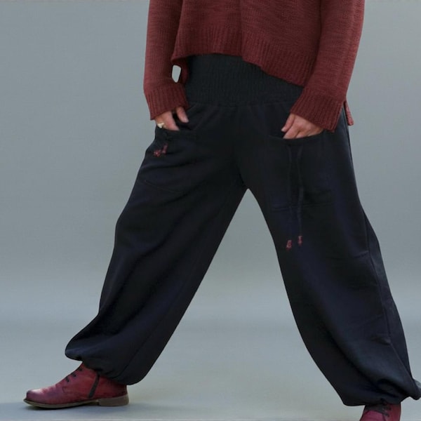 Warm High Cut Harem Pants Fleece with pockets Aladdin Pants 