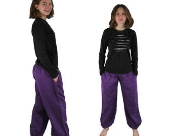 Plus Size Harem Pants in solid purple