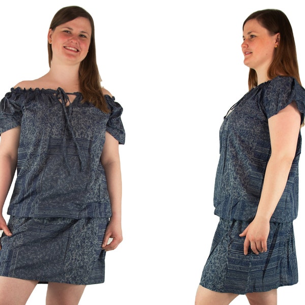 Kurzarm Oversize Kleid in blau