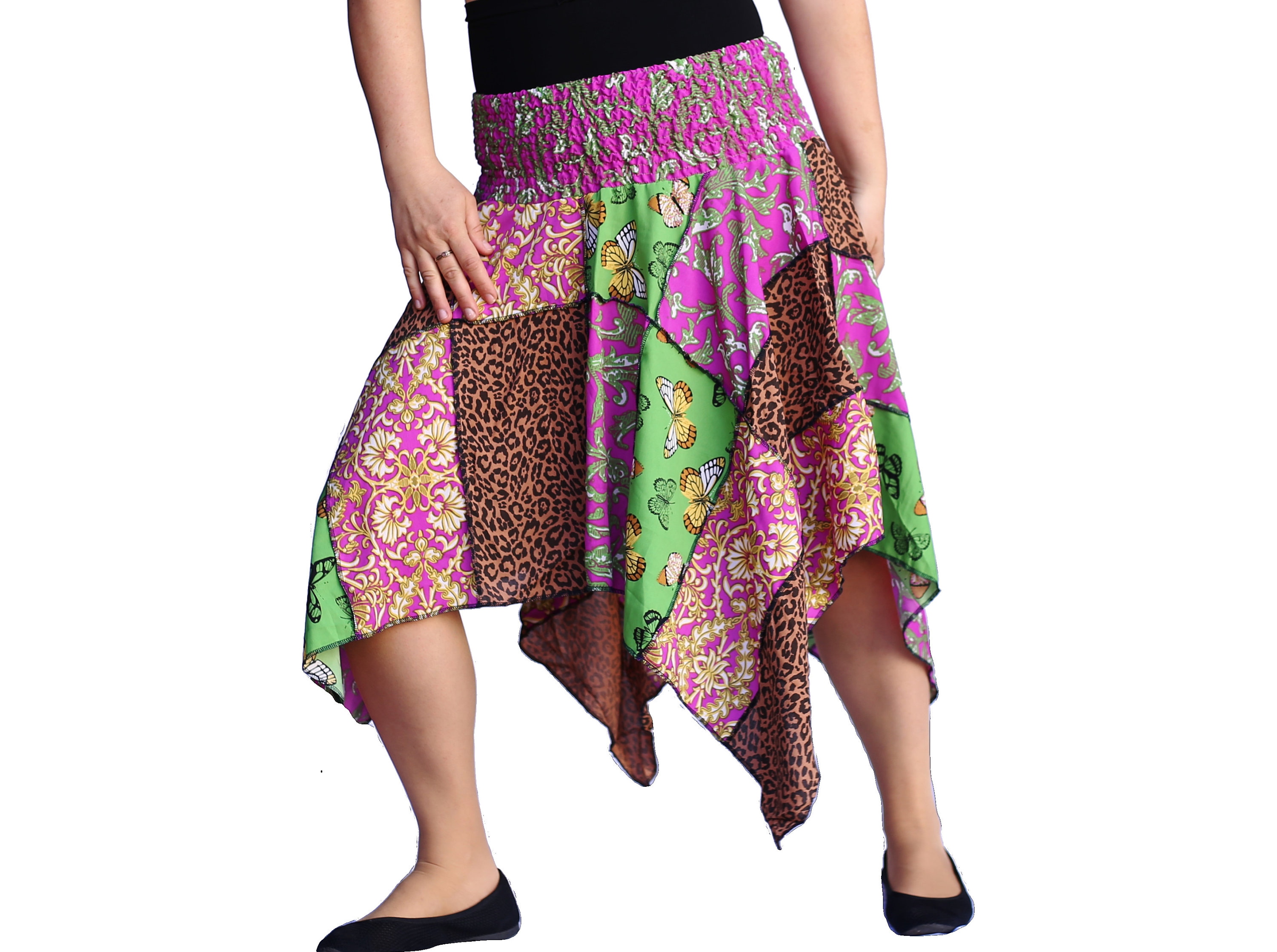 Patchwork Hanky Skirt One Size Boho Summer Skirt Etsy