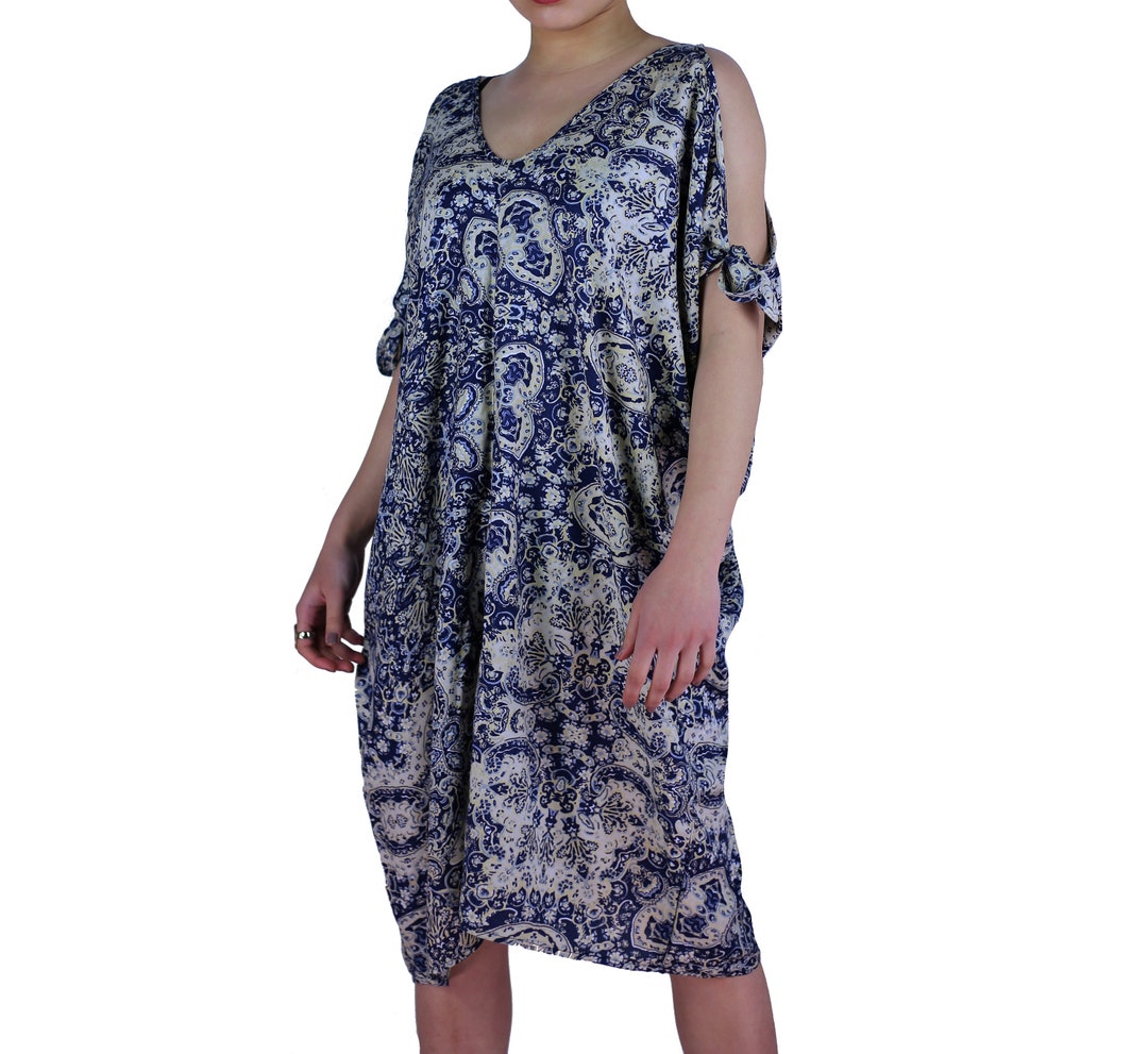 INDACORIFIE Indischer Handgefertigter Damen-Kaftan Aus Baumwolle, Bequeme Kleidung, Handblockdruck, Kaftankleid, Strandkleid