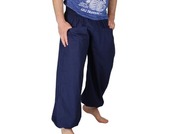 LONG LENGTH Yoga  Pants Harem Pants in solid blue