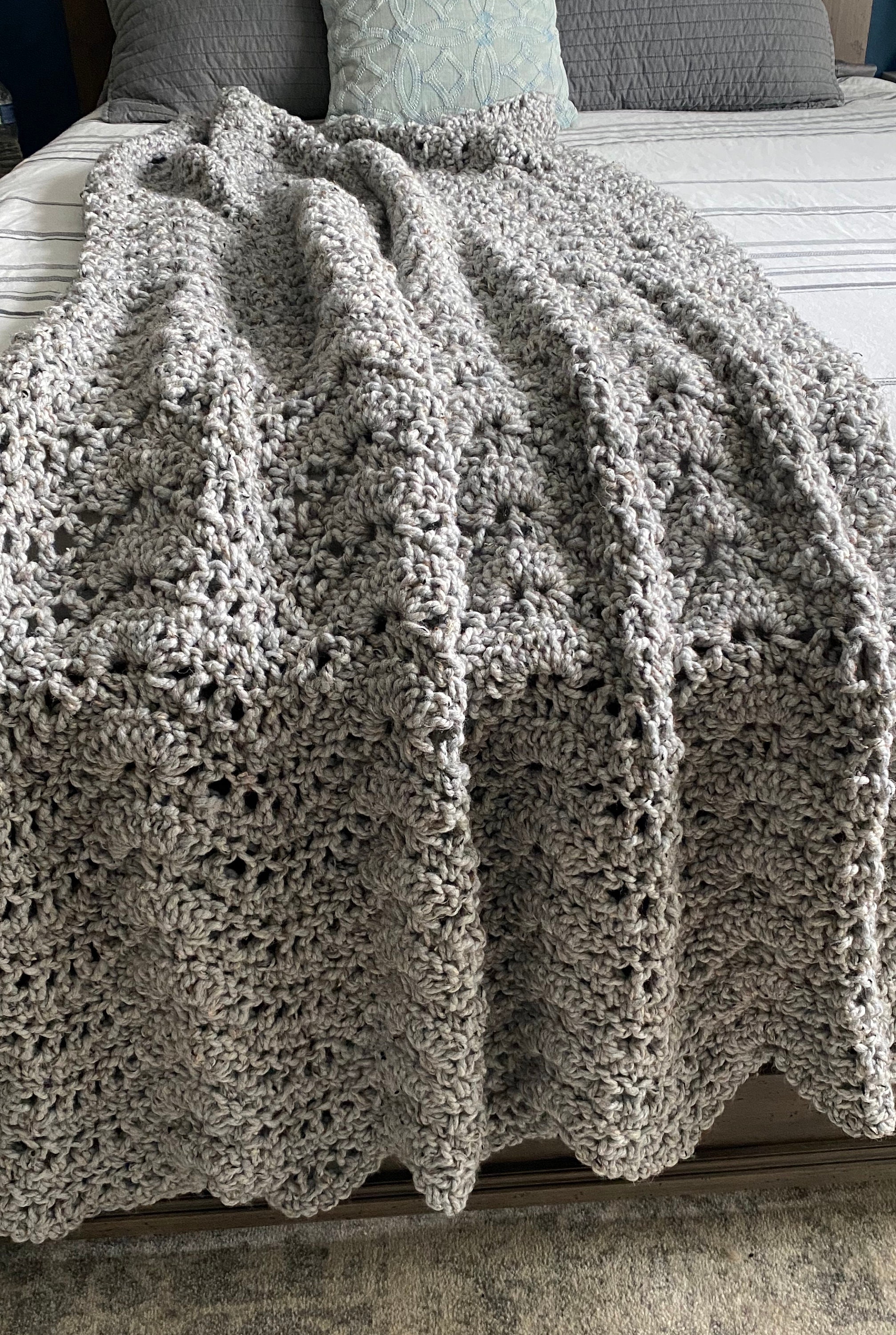 Gray Crochet Blanket // Grey Knit Blanket // Blankets and Etsy